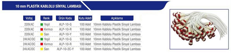 Plastik Kablolu Sinyal Lambası, Köprü Diot, Potansiyometre